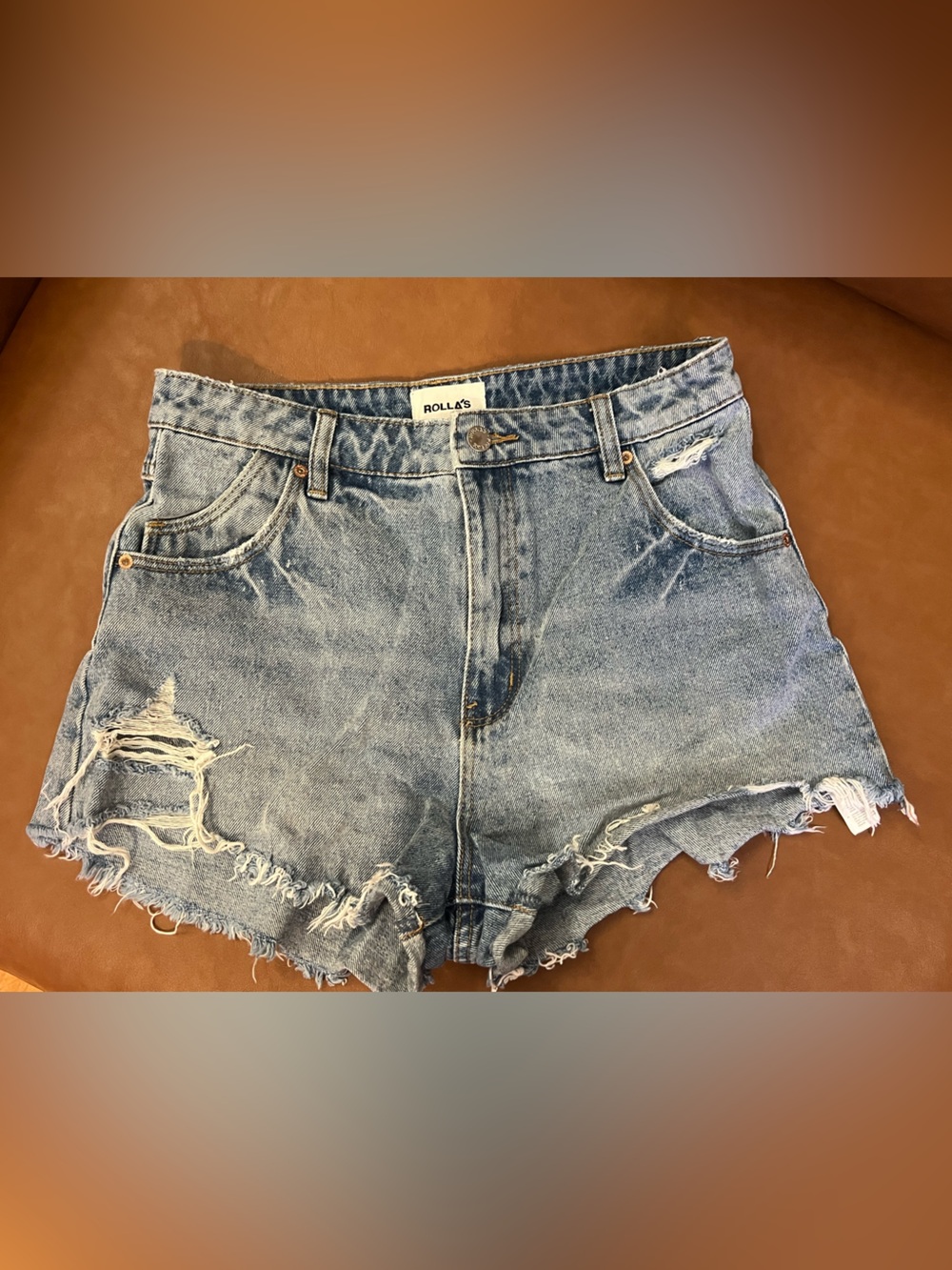 ROLLA'S Light Blue Distressed Denim Cutoff Shorts